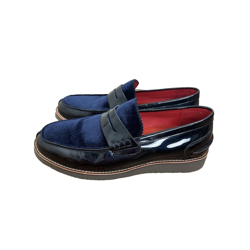Marc Nolan Men's Loafers Size 10 Blue Patent Velour Special Occasion Wedding